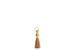 Ornament Ø9x33 cm YAVIZA ocher yellow+raffia cream