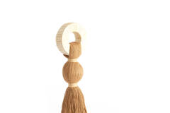 Ornament Ø9x33 cm YAVIZA ocher yellow+raffia cream