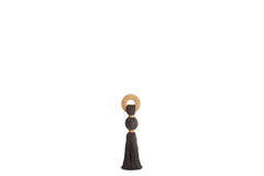Ornament Ø9x33 cm YAVIZA dark brown+raffia sand