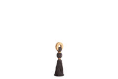 Ornament Ø9x33 cm YAVIZA dark brown+raffia sand