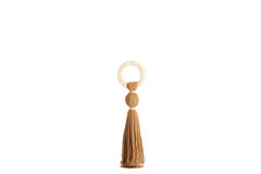 Ornament Ø11x47 cm YAVIZA okergeel+raffia crème