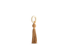 Ornament Ø11x47 cm YAVIZA okergeel+raffia crème