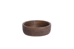 Deco box Ø19x7 cm METETI wood textured dark brown