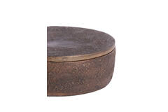 Deco box Ø19x7 cm METETI wood textured dark brown