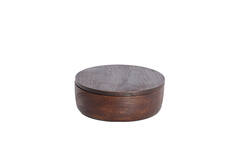 Deco box Ø19x7 cm METETI hout mat donker bruin