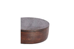 Deco box Ø19x7 cm METETI hout mat donker bruin