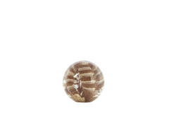 Ornament Ø8x8 cm SAEL glass brown+cream+glitter