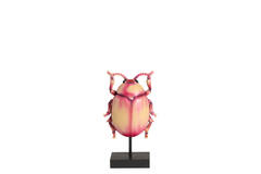 Ornament on base 15x8,5x27 cm BEETLE light pink+black