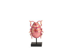 Ornament on base 15x8,5x27 cm BEETLE light pink+black