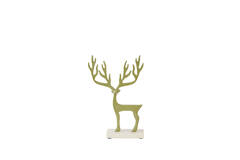 Ornament 20x6x29 cm DEER shiny light green+marble
