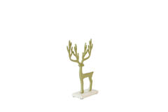 Ornament 20x6x29 cm DEER shiny light green+marble