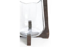 Hurricane Ø18x26,5 cm ANOSY glass clear+wood matt dark brown
