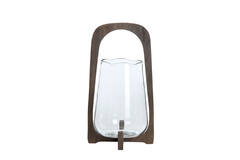Hurricane Ø26x48 cm ANOSY glass clear+wood matt dark brown