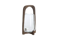 Hurricane Ø26x48 cm ANOSY glass clear+wood matt dark brown