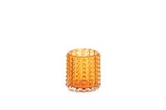 Theelicht Ø9,5x10 cm BUBLINA glas oranje