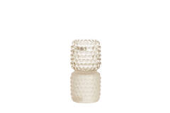 Tealight on base Ø9x16 cm BUBLINI glass matt white+clear