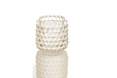 Tealight on base Ø9x16 cm BUBLINI glass matt white+clear