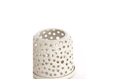 Windlicht Ø9x8 cm CASARES wit+grijs
