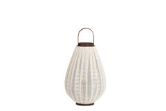 Windlicht Ø36x55 cm DAZIO linnen naturel+donker bruin hout