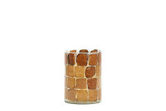 Tealight Ø14x20 cm DRONERO glass clear+brown