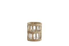 Tealight Ø8,5x10 cm ALIMOS antique brown+glass