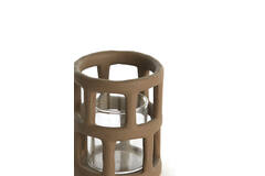 Tealight Ø8,5x10 cm ALIMOS dark brown+glass