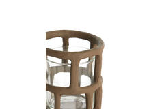 Tealight Ø10x12 cm ALIMOS dark brown+glass