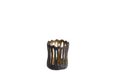 Tealight Ø8,5x10 cm TIVOLI black+gold