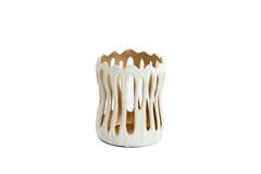 Tealight Ø13x16 cm TIVOLI cream+gold