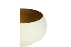 Tealight Ø15x9 cm RAPALLO matt cream+gold