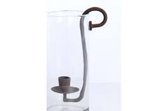 Windlicht 17x13x28,5 cm DOLEGA glas helder+antiek dnkr bruin