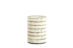 Tealight Ø14x20 cm DRONERI glass clear+cream
