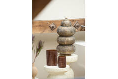 Tealight Ø14x20 cm DRONERI glass clear+dark brown