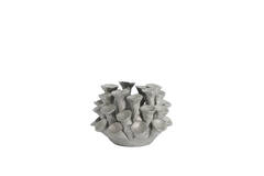 Tealight holder Ø10,5x7,5 cm DELARA porcelain silver