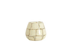 Tealight Ø14x14 cm KUALA glass clear+cream