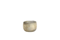 Tealight Ø12x9 cm SUNGAI glass matt antique grey-brown