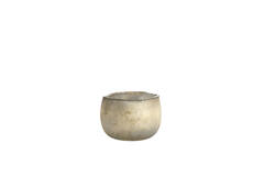 Tealight Ø12x9 cm SUNGAI glass matt antique grey-brown