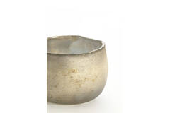 Tealight Ø12x9 cm SUNGAI glass matt antique grey-brown