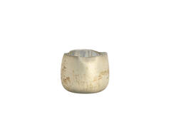 Tealight Ø14x12 cm SUNGAI glass matt antique grey-brown