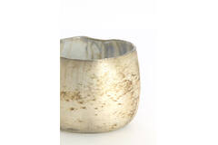 Tealight Ø14x12 cm SUNGAI glass matt antique grey-brown