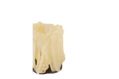Tealight Ø10,5x11 cm MIRAY glass beige+dark brown