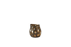 Tealight Ø10x10 cm SARANI matt brown-bronze+gold