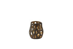 Tealight Ø12x12 cm SARANI matt brown-bronze+gold