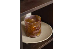 Tealight Ø15x16 cm DALINO glass amber+dark pink