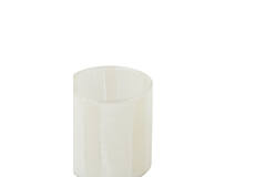 Tealight Ø8x9 cm DRINO glass transparent+cream+beige