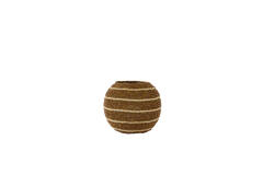Tealight Ø24x20 cm SUELO glass+beads brown+cream