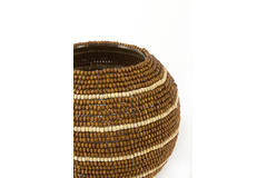 Tealight Ø24x20 cm SUELO glass+beads brown+cream
