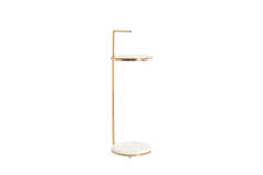 Bijzettafel Ø26x76 cm LEDA marmer wit+antiek brons