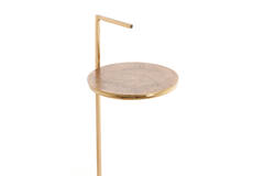 Bijzettafel Ø26x76 cm LEDA marmer wit+antiek brons