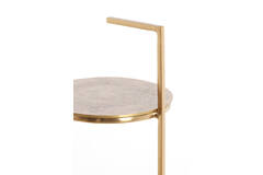 Bijzettafel Ø26x76 cm LEDA marmer wit+antiek brons